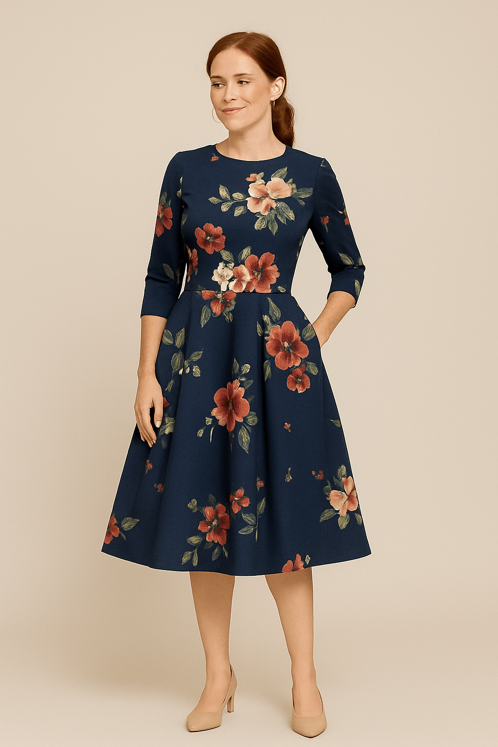 Havienne | Women’s A‑Line Knee‑Length Floral Dress