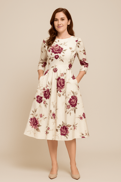 Havienne | Women's ALine KneeLength Floral Dress Fondelea Havienne | Women's ALine KneeLength Floral Dress Fondelea