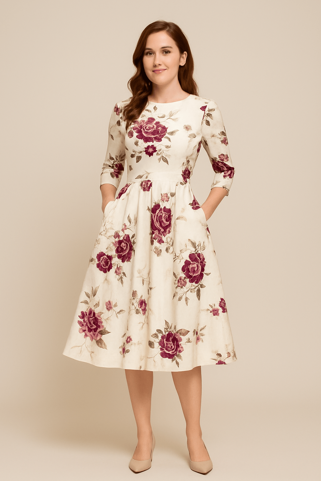 Havienne | Women’s A‑Line Knee‑Length Floral Dress